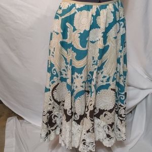 Nygard long embroidered floral print skirt Sz P6